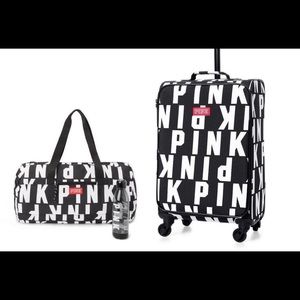 VICTORIA’S SECRET PINK CARRY ON WHEELIE SUITCASE & DUFFLE BAG LUGGAGE SET